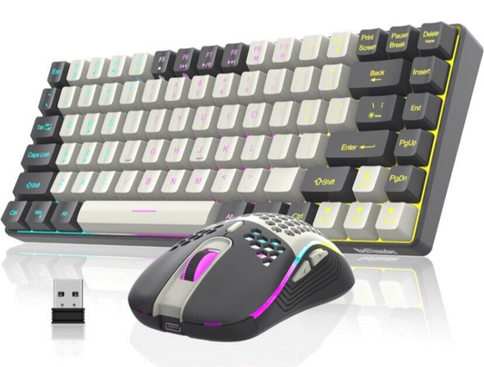 RedThunder K84 Wireless Keyboard and Mouse Combo Rainbow Backlit Rechargeable