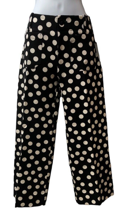 Anthropologie Women Black & White Dress Classic Pants Size 26P Petites Polka Dot