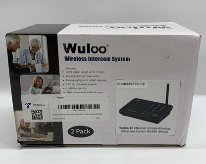 Wuloo 10 Channel Call All FM Wireless Intercoms Home System 1 Mile Range Black