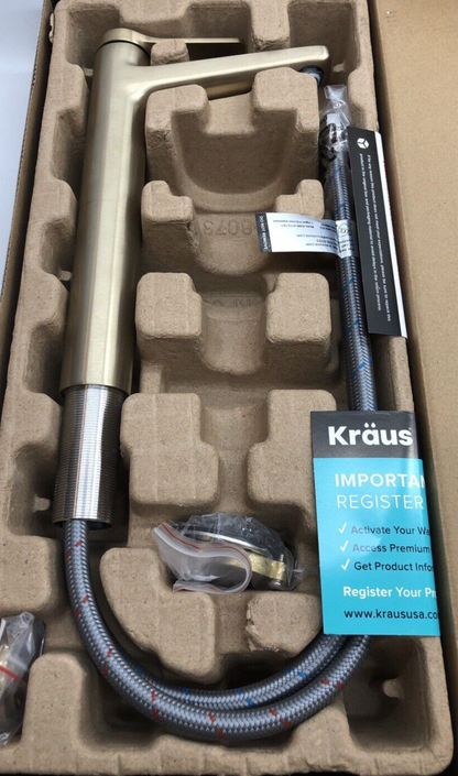 Kraus KVF-1400BG Indy Single Handle Vessel Bathroom Faucet Brushed Gold Lever