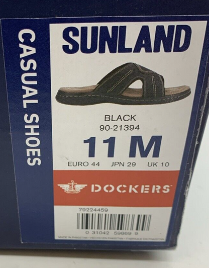 Men's Slide Sandals Dockers Sunland Black Size 11 M Casual 90-21394 Open Toe