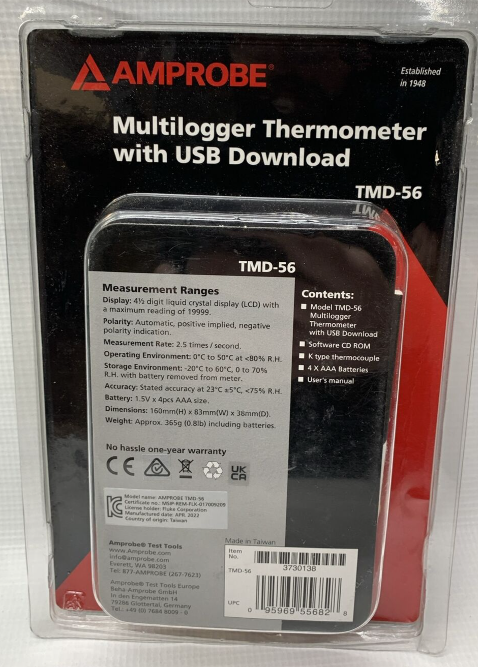 Amprobe TMD-56 Multi-logging Digital Thermometer LCD Display with USB Download