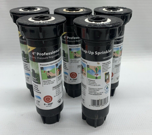 Rain Bird PRO 1804APPR25 4” Pressure Regulating Pop-Up Sprinkler - Lot Of 5