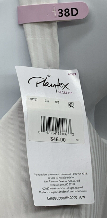 Playtex Secret Perfectly Smooth Shaping Wireless Bra 4707 White Full Coverag 38D