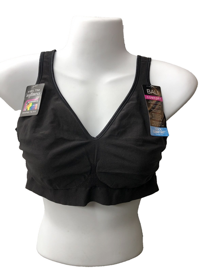 Bali Comfort Revolution ComfortFlex Fit Seamless 2-Ply Wireless Bra Black Medium