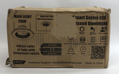 Smart Series LED Light 6" Recessed Downlight 2700K-6500K App Control  - 6 Pack