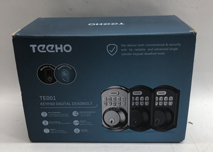 Teeho TE001 Black Keyless Smart Entry Keypad Digital Deadbolt Door Lock Black