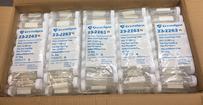 Crystalgen 23-2263W Polypropylene Conical Centrifuge Tube White Lot Of 500