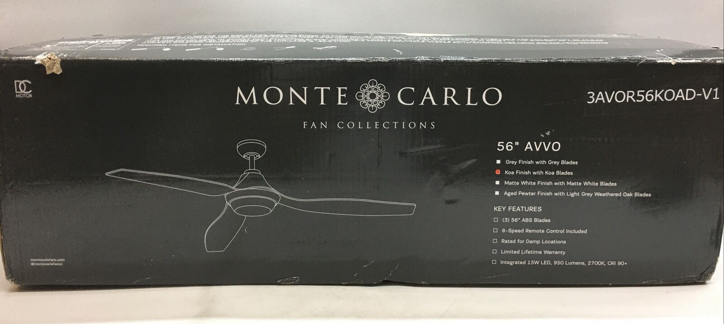 Monte Carlo Fans 56``Ceiling Fan 3 Blade Ceiling Fan with Handheld Control