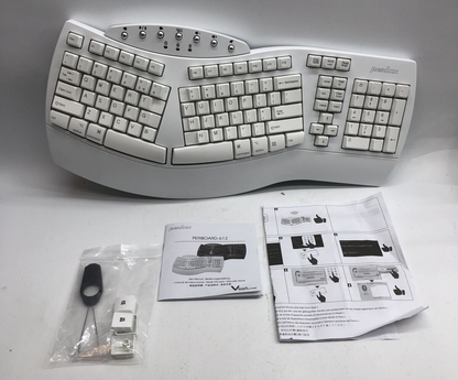 Perixx Periboard-612 Wireless Ergonomic Split Keyboard, US English - White