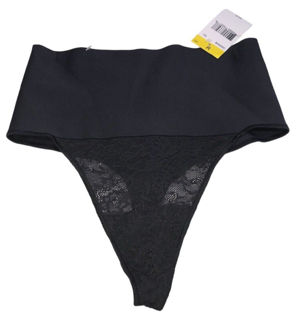 Maidenform Tame Your Tummy Lace Thong Underwear Women’s Medium Black DM0049