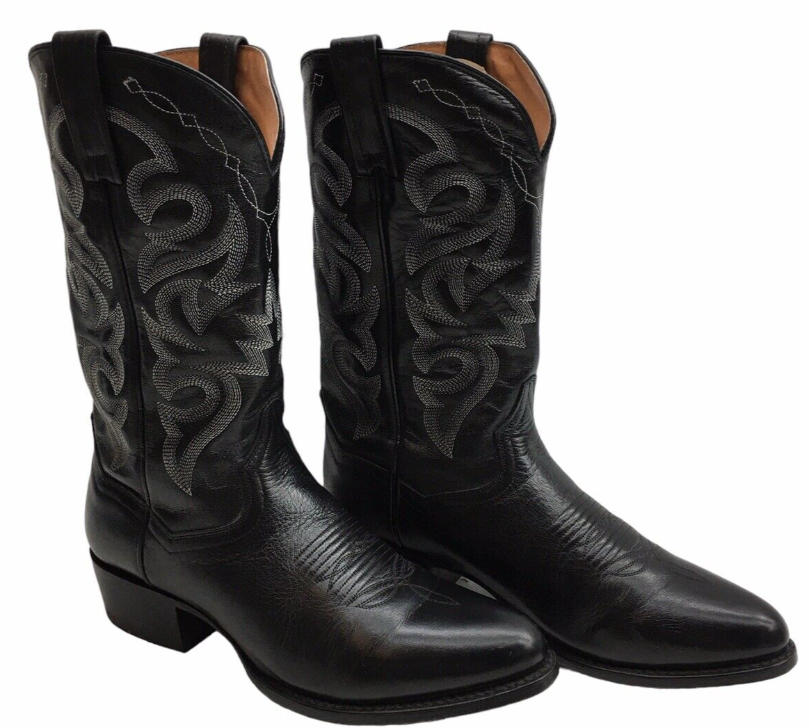 Dan Post Men Clyde Cognac Smooth Ostrich Cowboy Boots Slip-on 10.5D Black