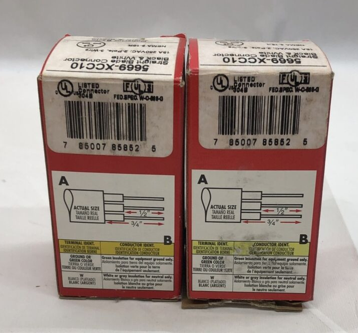 PASS & SEYMOUR 5669-XCC10 Straight Blade Connector NEMA 6-15R Lot Of 2