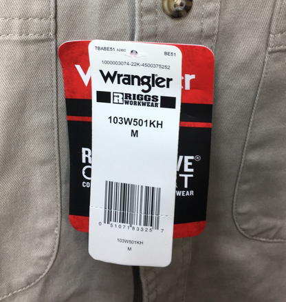 Wrangler Riggs Workwear Men's Logger Twill Long Sleeve Workshirt, Khaki, Medium