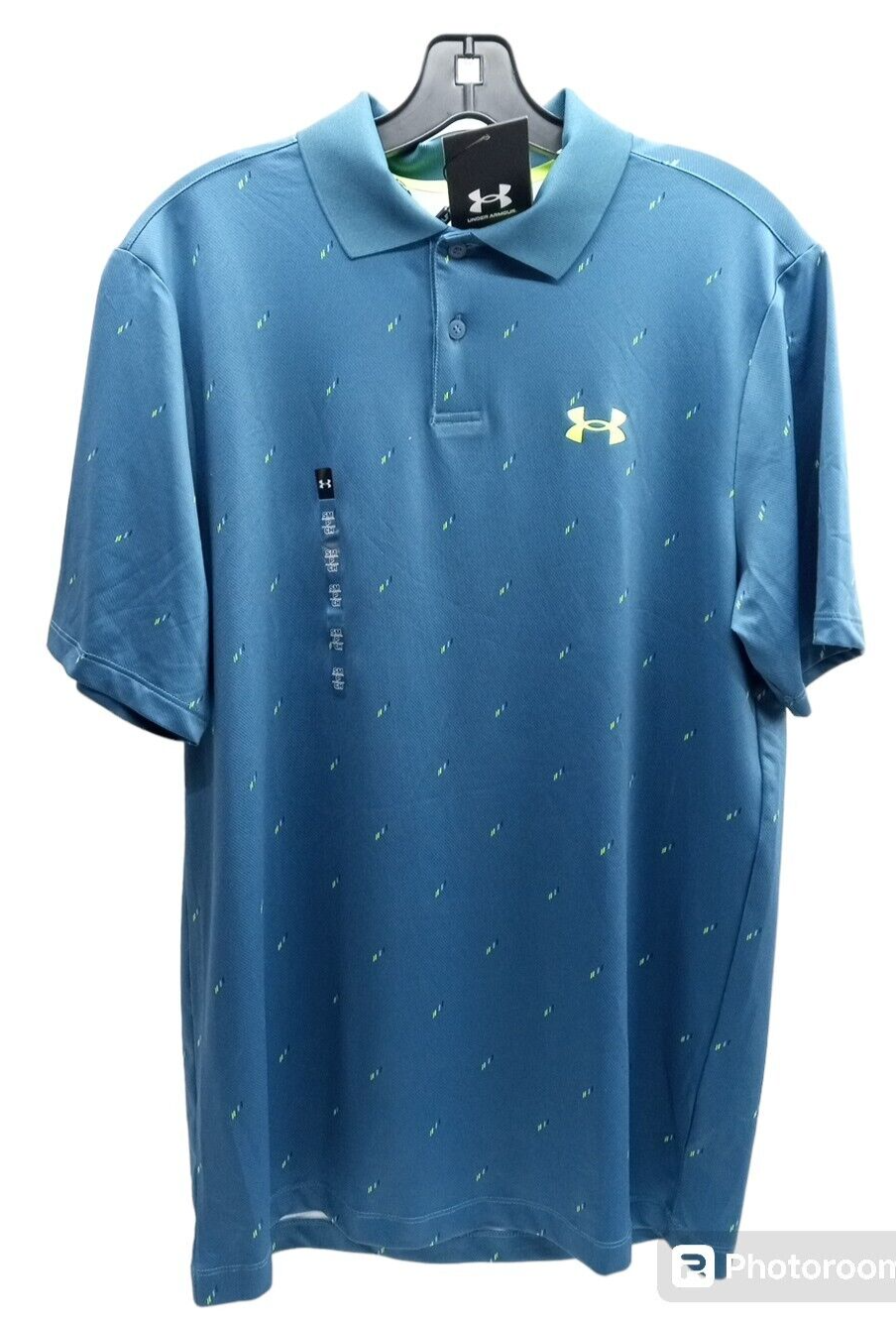 Under Armour The Performance Polo Shirt Size Small UPF 40 Geometric Short Sleeve