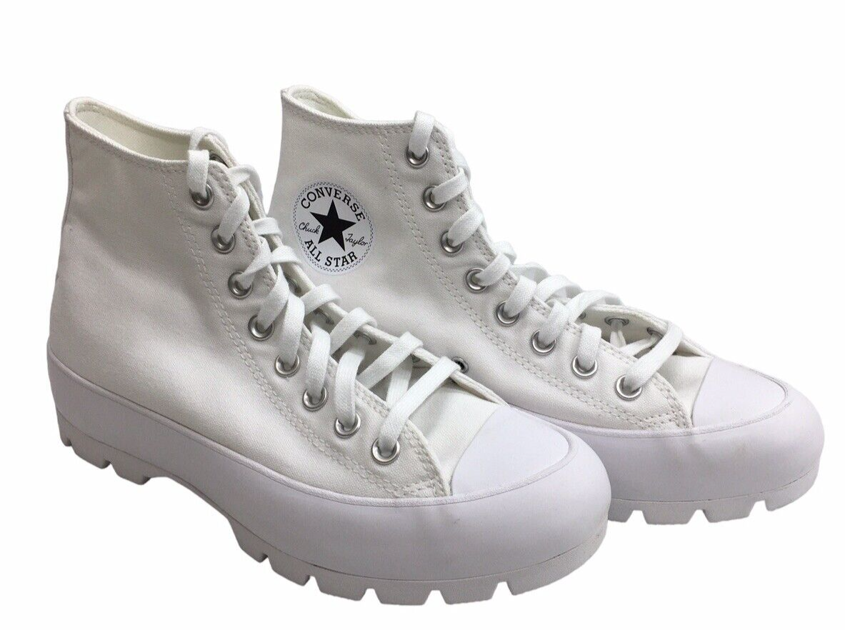 Converse Women's Chuck Taylor All Star Lugged High White Platform Shoes Size 9