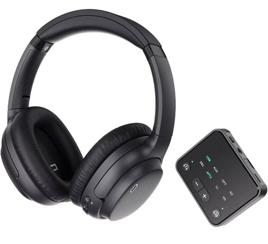 SOUNDODO TV Headphones Wireless 50 Hour Playtime, Dual Link RT5008 - Black