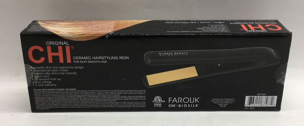 CHI Original Ceramic Hair Straightening Flat Iron 1" Plates Black Professional