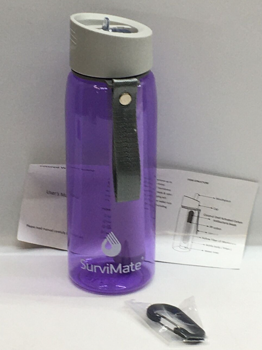 Survimate 0.01μm Ultra-Filtration Filtered Portable Water Bottle Purple Camping