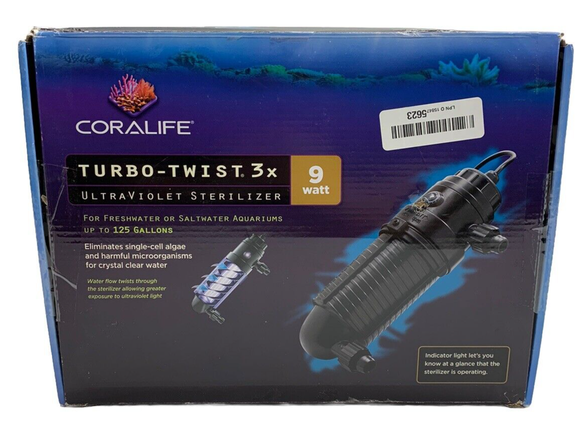 CORALIFE TURBO TWIST 3X Ultraviolet Sterilizer 9W for freshwater Saltwater Aquar