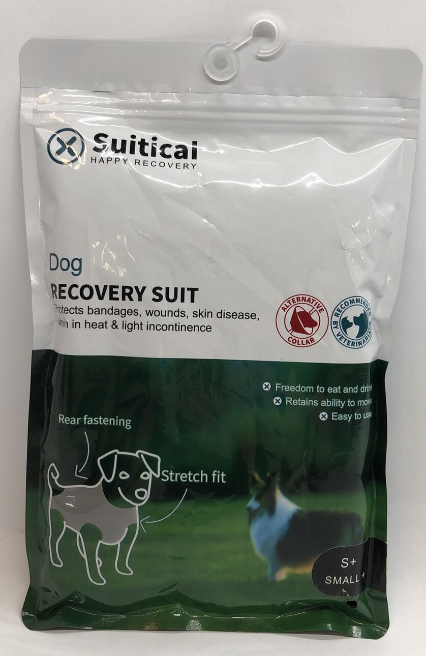 Suitical Recovery Suit Dog Black Small Streat Fit Rear Fastening Breathable