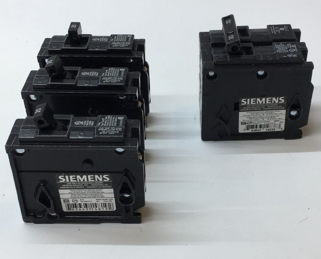 SIEMENS CIRCUIT BREAKERS Q3120230CP NSMP (3) 20 Amp 120/240V 60Hz And (1) 30 Amp