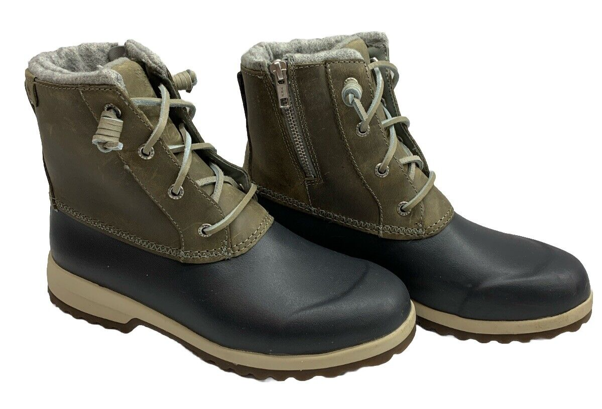 Sperry Women's Maritime Repel Boots Gray Black Lace-up Shoe Size 8 M STS82667