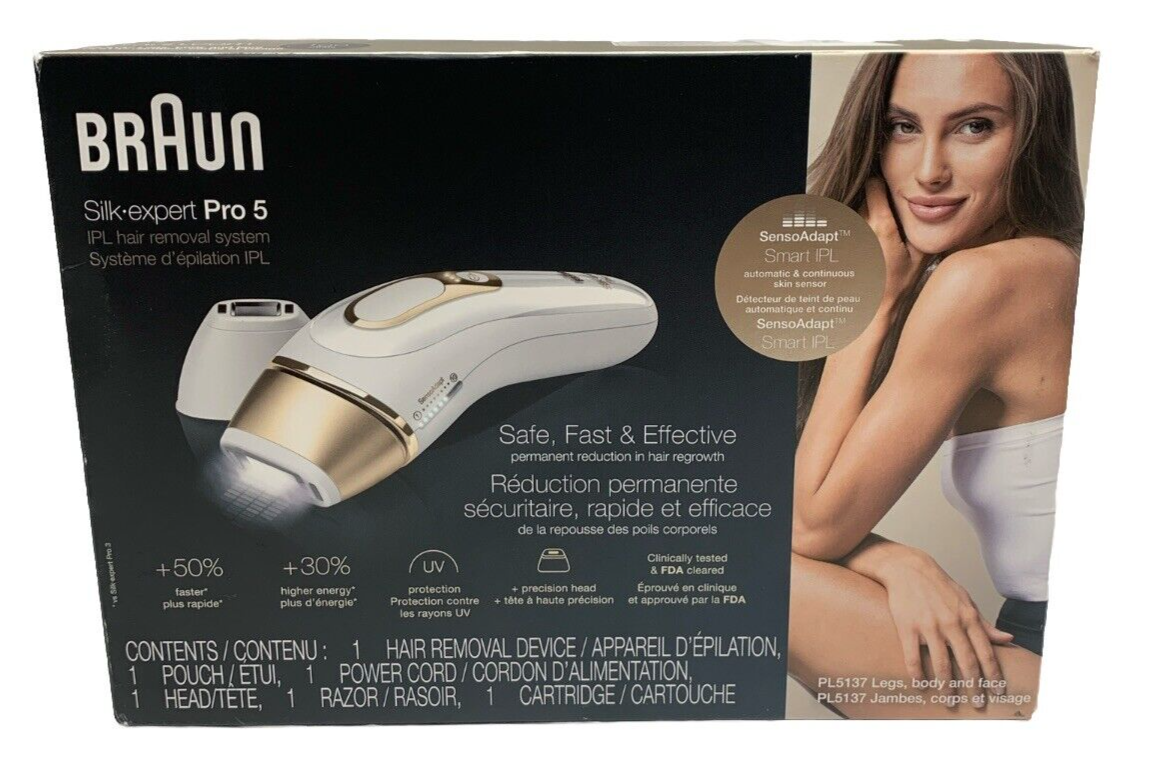 Braun Silk Expert Pro 5 IPL Hair Removal System PL5137 Permanent Reduction USED