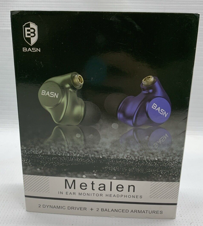 BASN Metalen in-Ear Monitors Headphones,2 Drivers Musicians Noise Isolating IEMs