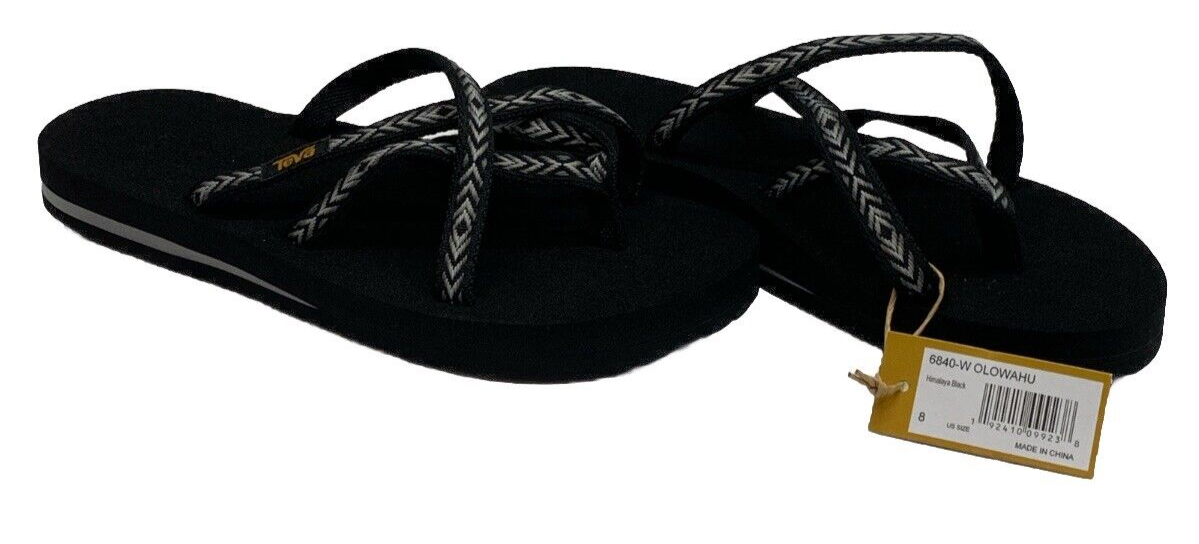 Teva Olowahu Wome's Size 8 Himalaya Black Minimalist Thong Sandals 6840-W Slipon