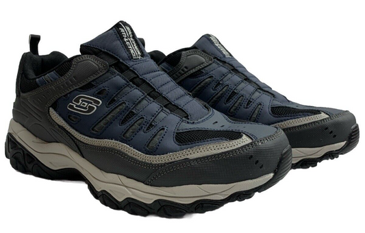 Skechers MEN AFTER BURN Extra Wide Width 51866 Navy Grey Size 10 Lace-up Shoes