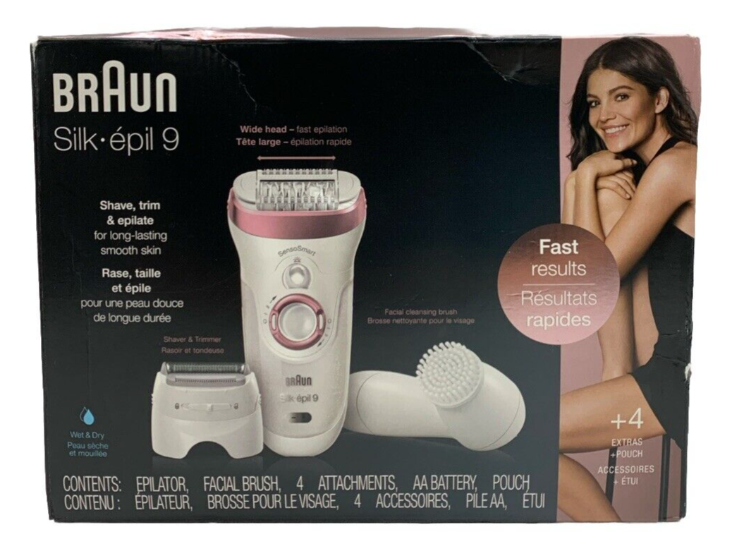 Braun Epilator Silk-épil 9 9-880, Facial Hair Removal, Wet & Dry Cordless White