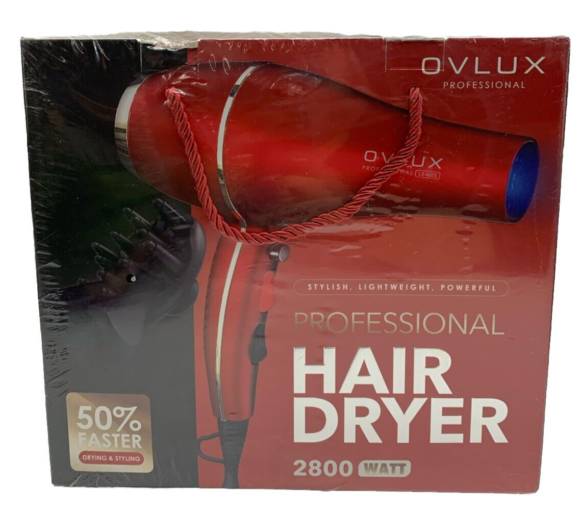 Ovlux Professional Hair Dryer 2800 Watt Drying/Styling Lightweight Powerful Red