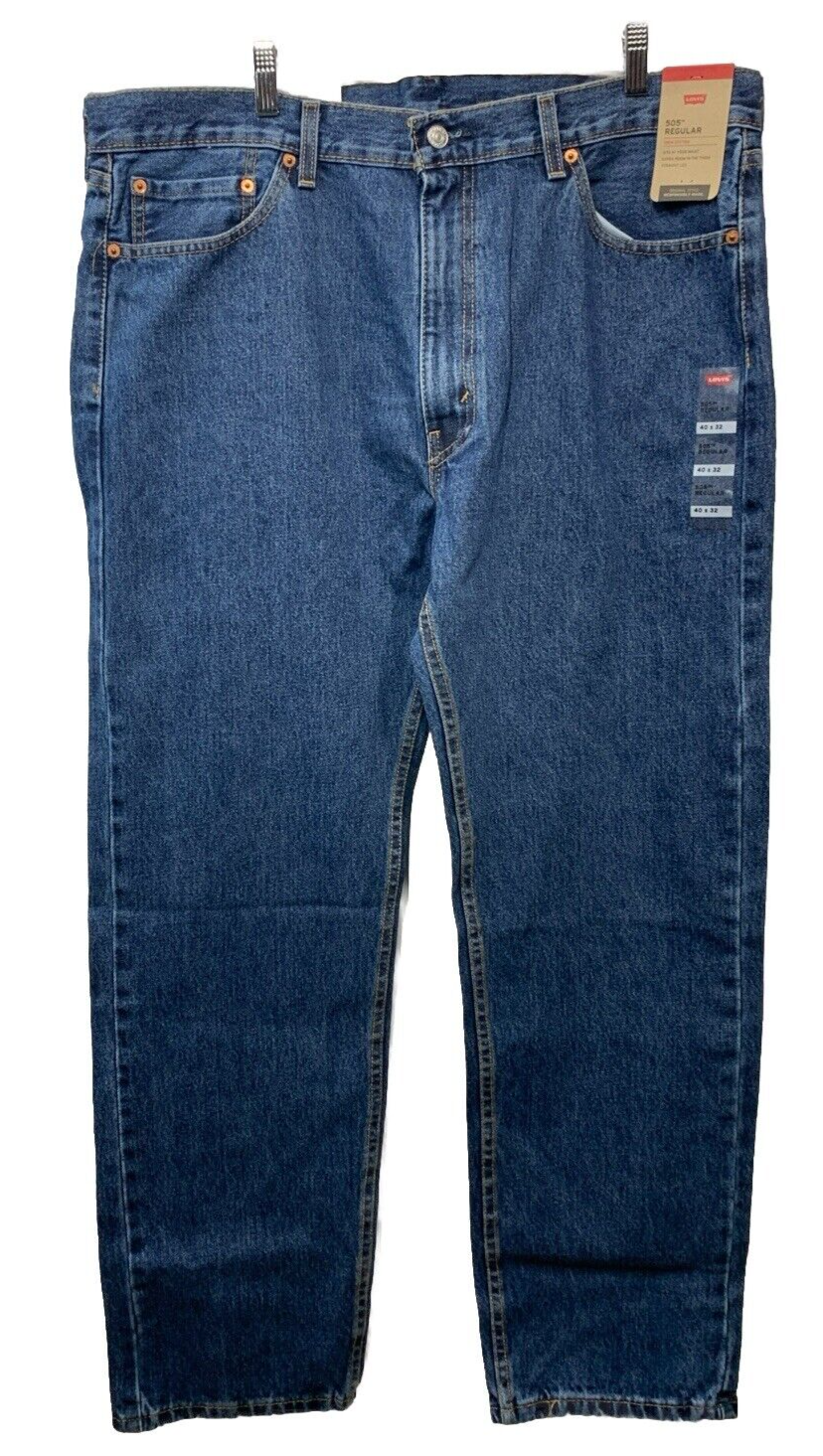 Men Jeans Levi Strauss & Co Blue Navy Denim Pants Cotton 505 Regular Size 40×32"