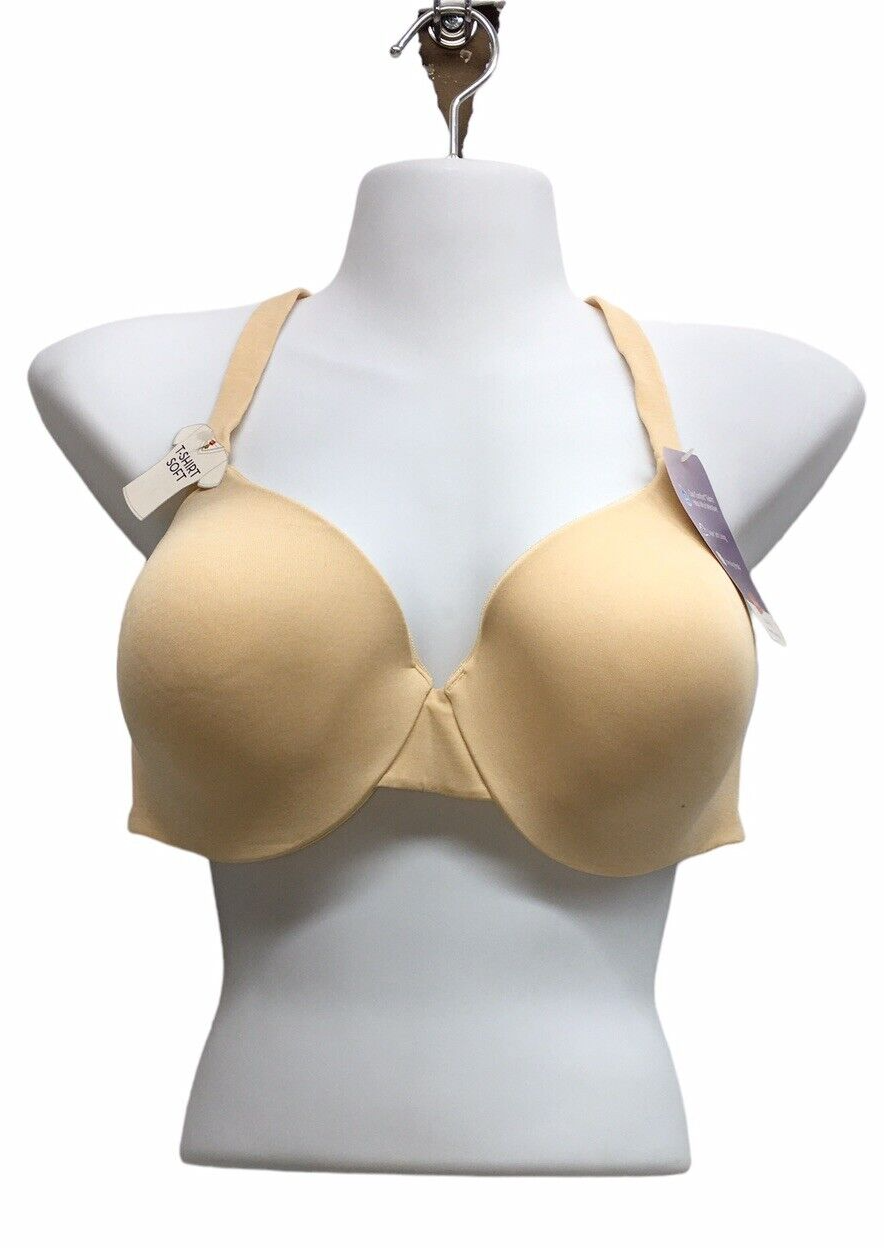 Hanes Ultimate Bra Soft Convertible T-Shirt Oatmeal Underwire Low-Cut Size 36DD