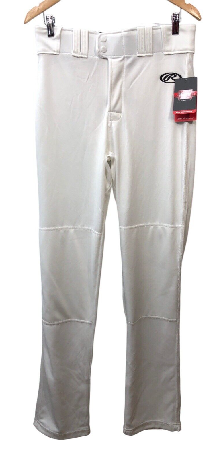 Rawlings Adult White Baseball Stretch Relaxed Long Pants LNCHSR-W-89 Size Medium