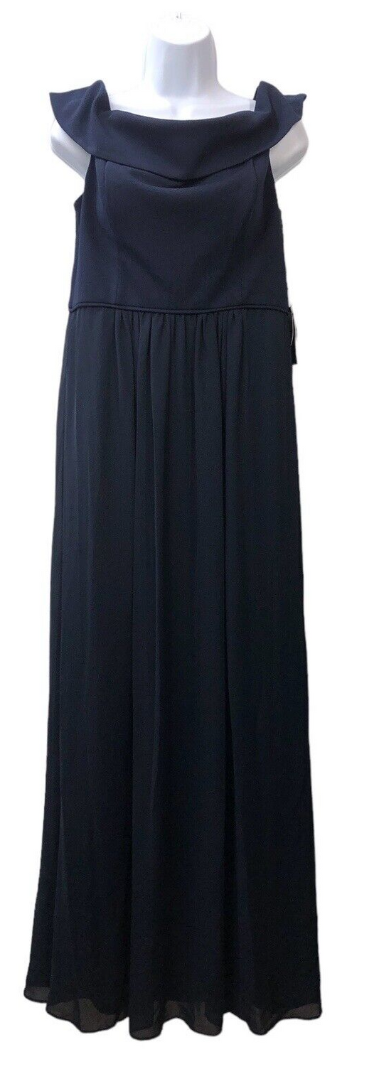 Adrianna Papell Women Chiffon Long Evening Formal Off-the-shoulder Dress Gown 12