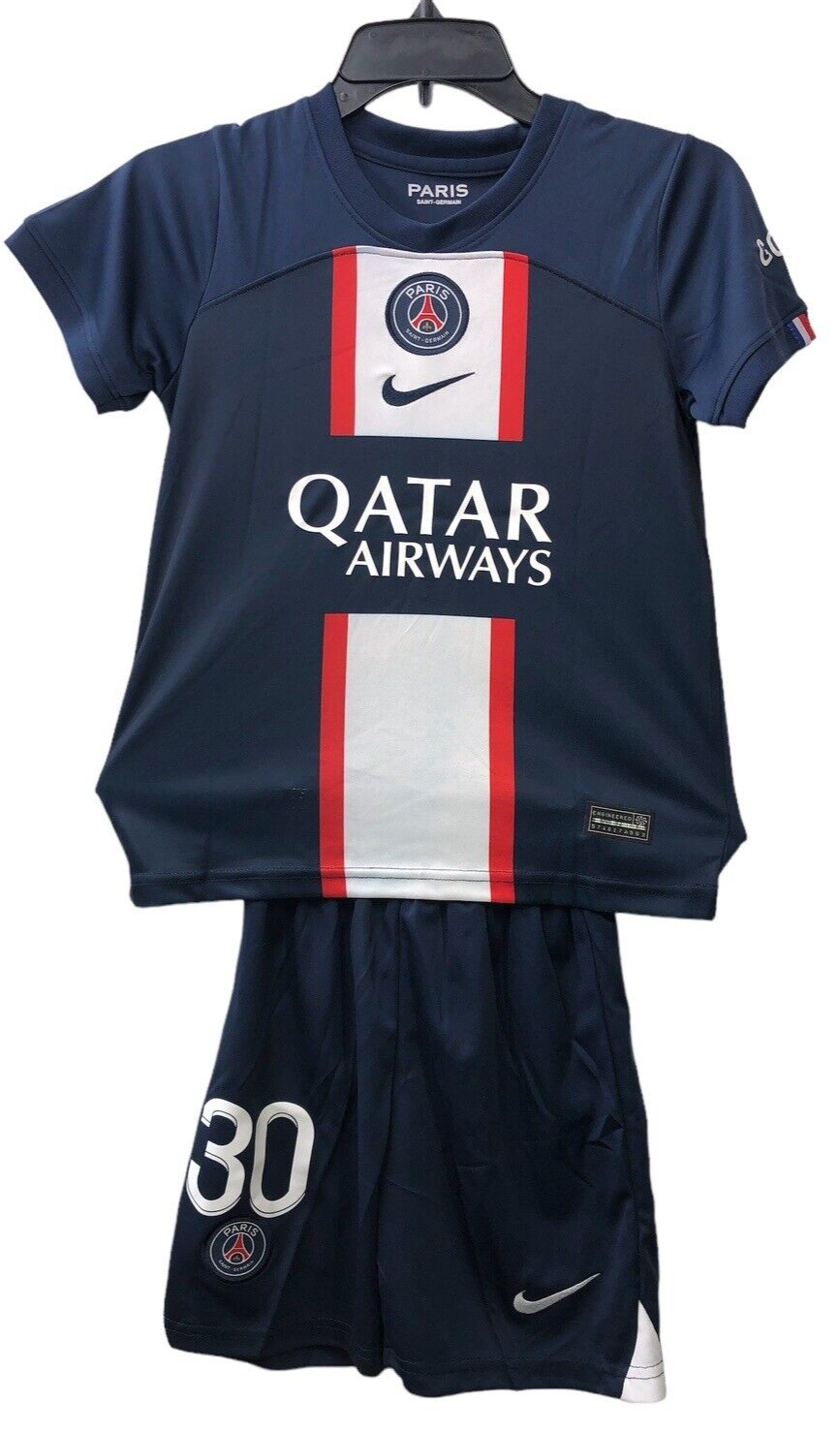 Paris Saint Germain Qatar Airways Jersey Shirt & Short Messi #30 Size 22 Blue