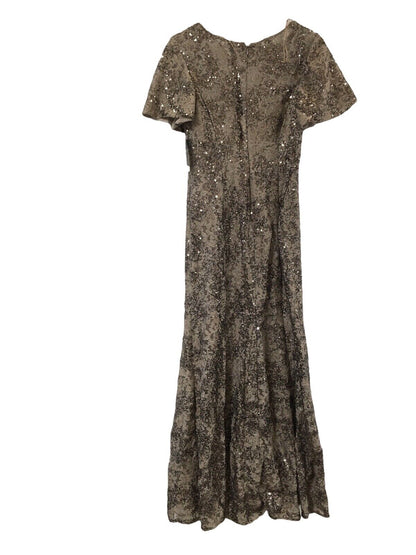 Alex Evenings Women's Formal Lace Dress Long A-line Sequin Taupe 84122384 Size 8