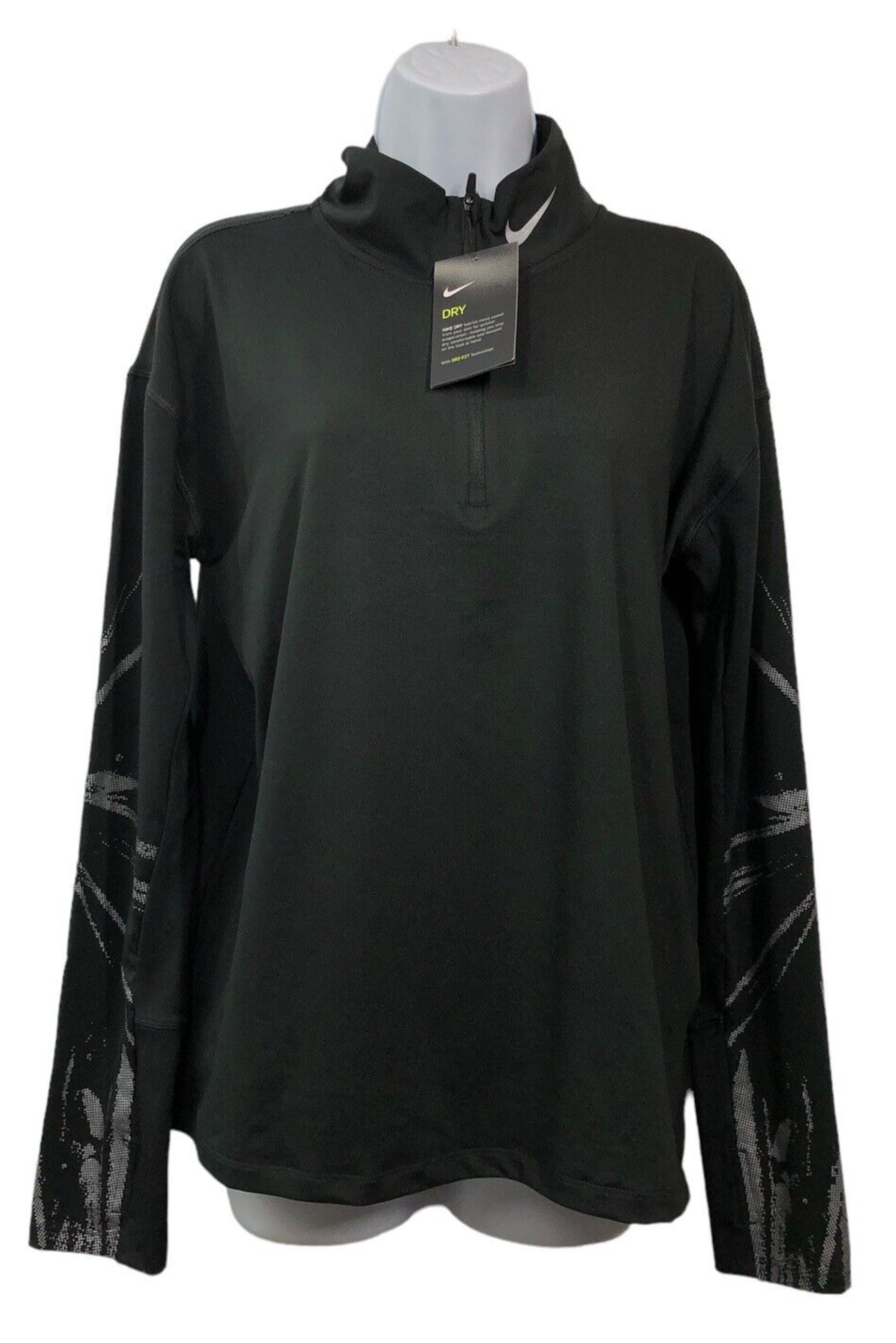 Nike Women's Dri-FIT Element 1/2-Zip Top Shirt Black Size Medium Long Sleeve