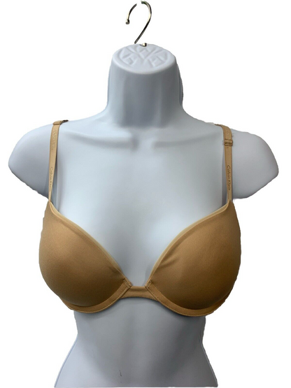 Calvin Klein QP1428 Women's Form Push Up, T-Shirt Microfiber Bra Beige Size 34B