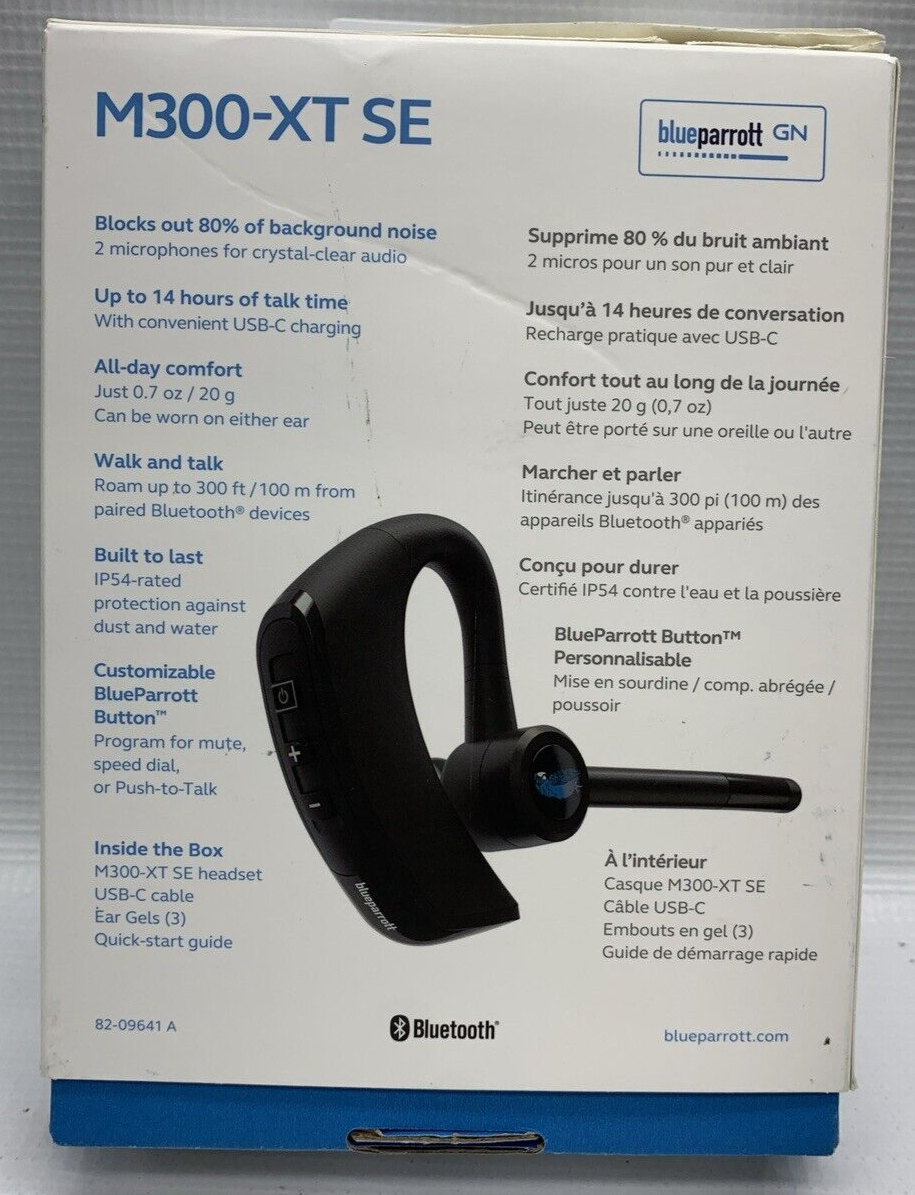 BlueParrott M300 XT SE Wireless Bluetooth Headset Music Headphone Black Light