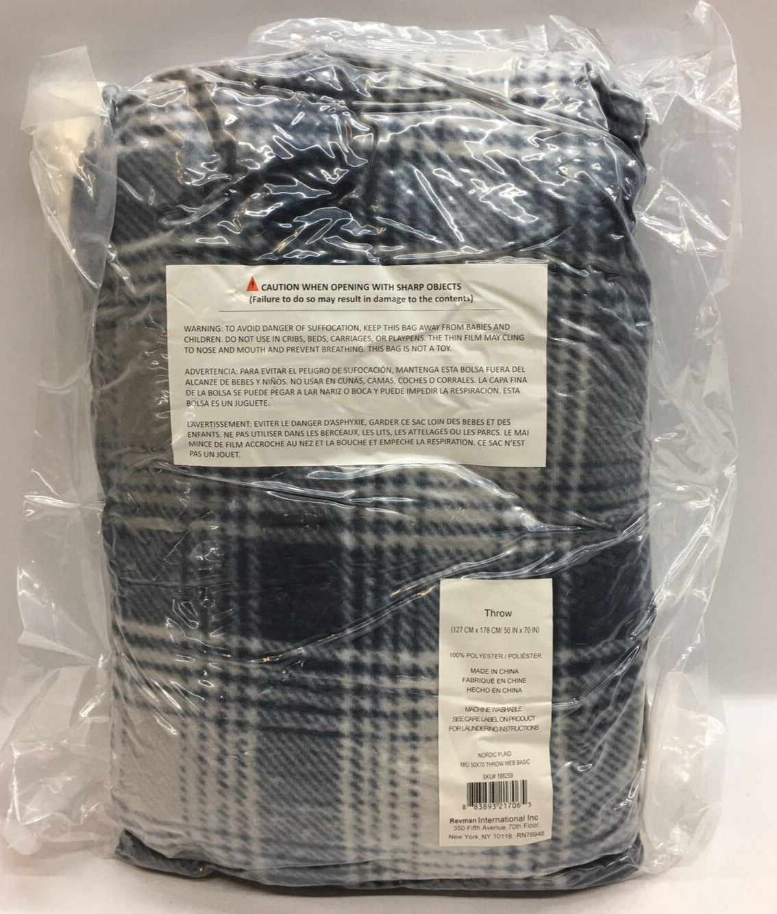 Eddie Bauer Nordic Plaid Sherpa Throw Blanket 50in x 70in Polyester Machine Wash