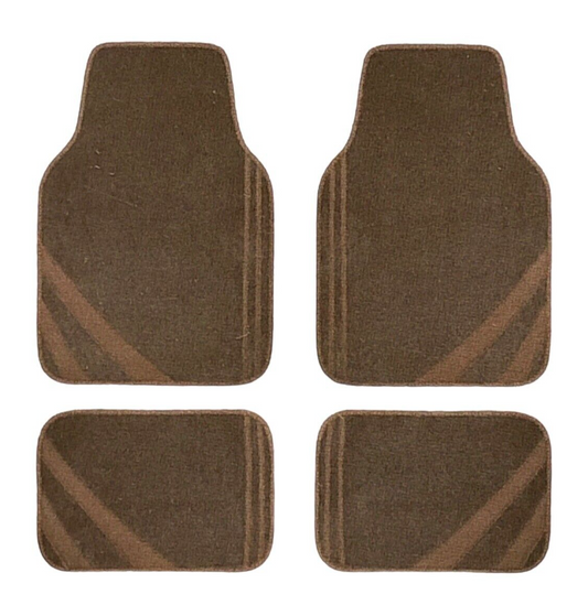 Combo Set of Car Truck Van SUV Floor Mats Liner Catpet Protection Tan - 4 Pack