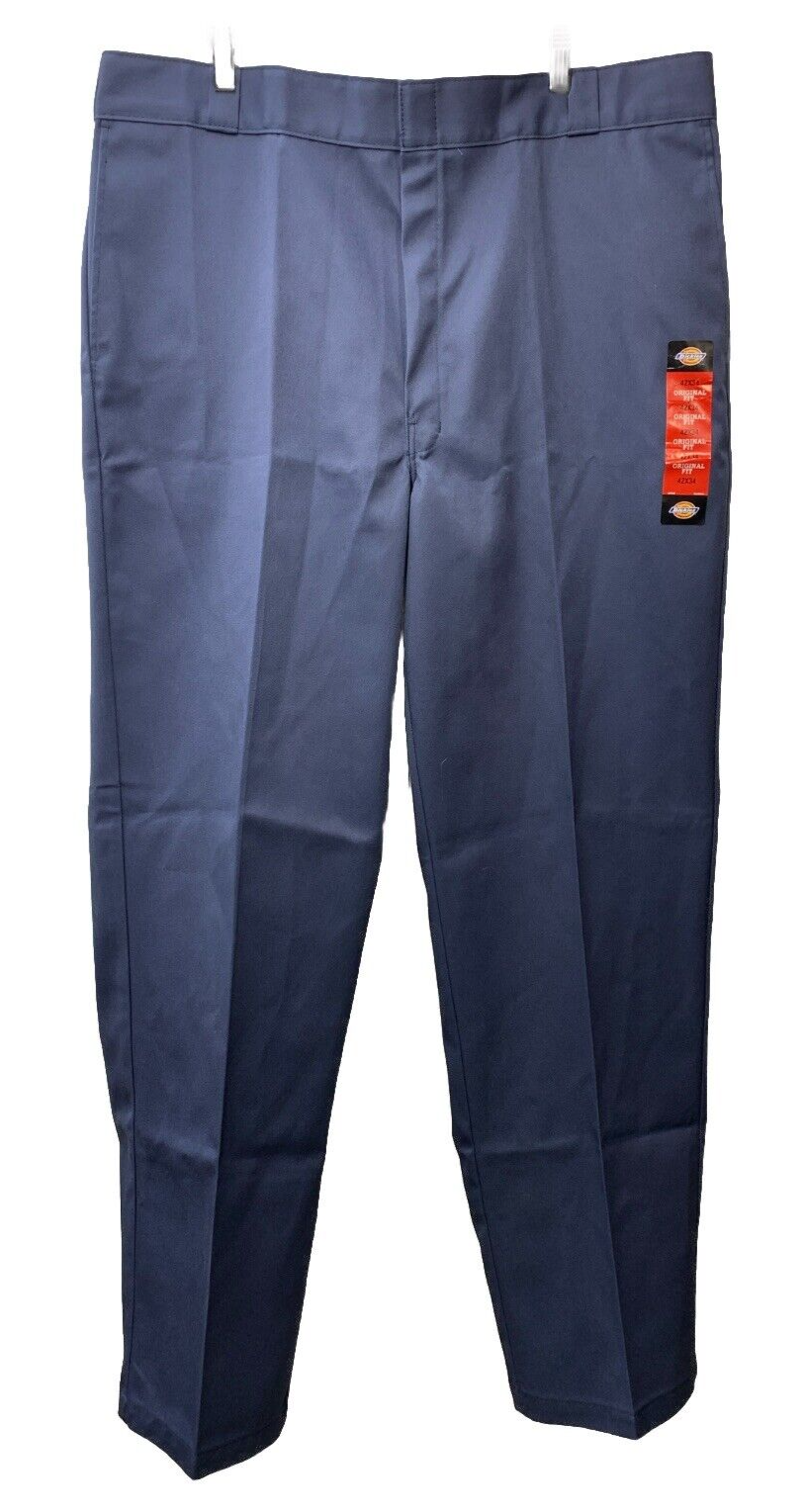 Men's Navy Dickies 874 Original Fit Long Work Pant Size 42x34 Blue Straight Leg