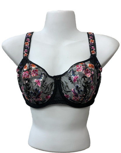 Fantasie Aurelia Balconette Underwire Bra FL101007BLK Floral Embroidery Size 30I