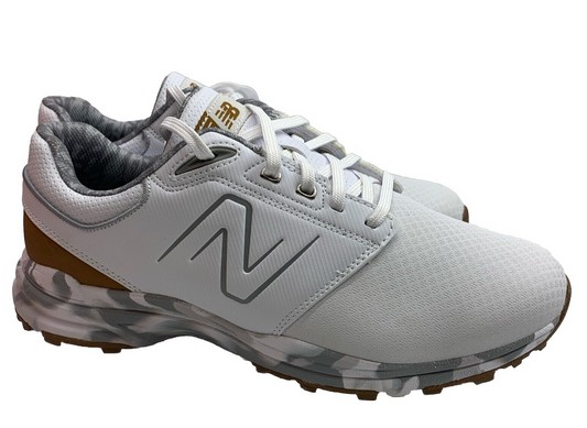 New Balance Brighton Golf Shoes White/Brown Size 10.5 Lace-up Sneaker NBG2010WBR