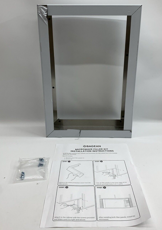 Microwave Hood Filler Panel Kit 16”x11”x3” Shaped Stainless Steel Strong Durable