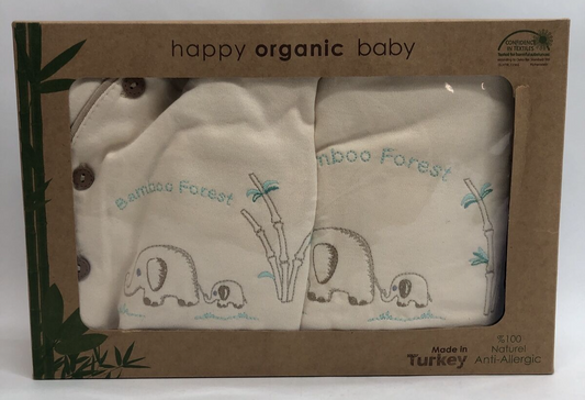 Happy Organic Baby Layette Gift Clothing 10-pcs Newborn Gift Set Elephant White