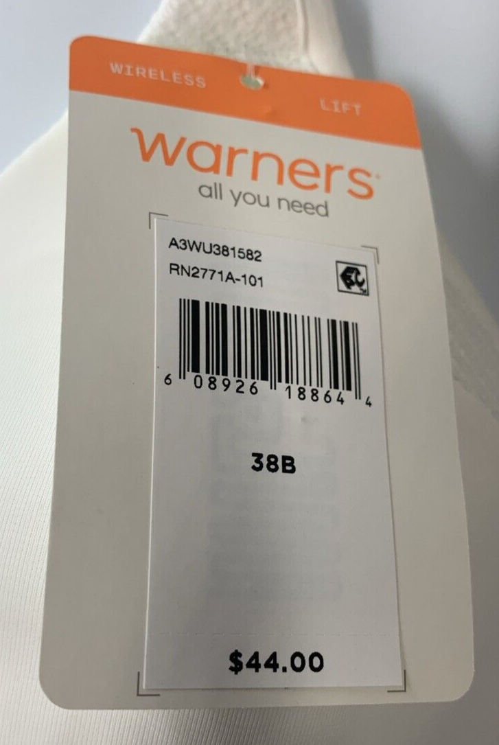 Warner's RN2771A Cloud 9 Pillow Soft Wirefree Bra with Lift RN2771A-101 Size 38B